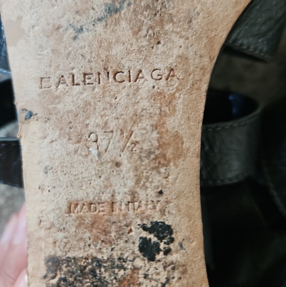 Balenciaga Womens Gray Arena Studded Gladiator Wedge 37.5 - Picture 8 of 14